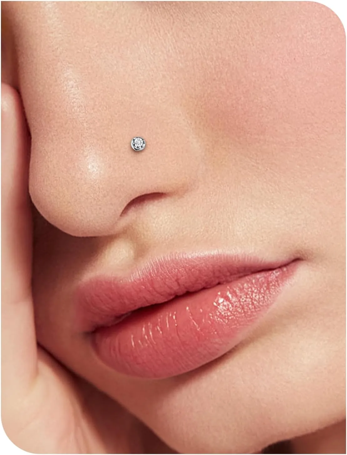6 Pcs 18G 20G Surgical Steel Nose Rings Studs for Women Opal Nose Rings Diamond CZ Nose Studs L Shaped Nose Nostril Piercing Jewelry Hypoallergenic