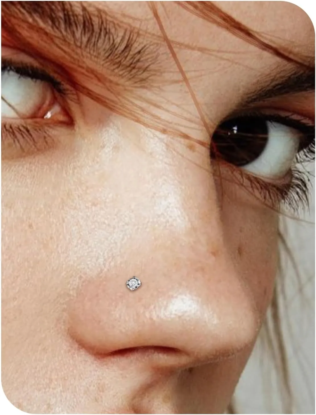 6 Pcs 18G 20G Surgical Steel Nose Rings Studs for Women Opal Nose Rings Diamond CZ Nose Studs L Shaped Nose Nostril Piercing Jewelry Hypoallergenic