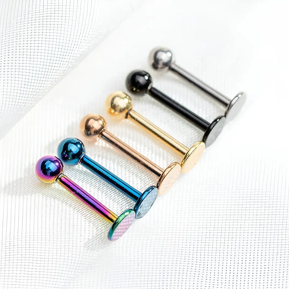 6 PCS Steel Mix 16G 316L Stainless Steel 3mm Ball Lip Tragus lip piercing Barbell Ring Body Piercing Jewelry Kit Bar Length 6/8/10 mm Cheek Tongue Rings Barbell Cheek Piercing Jewelry