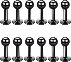 6 PCS Steel Mix 16G 316L Stainless Steel 3mm Ball Lip Tragus lip piercing Barbell Ring Body Piercing Jewelry Kit Bar Length 6/8/10 mm Cheek Tongue Rings Barbell Cheek Piercing Jewelry