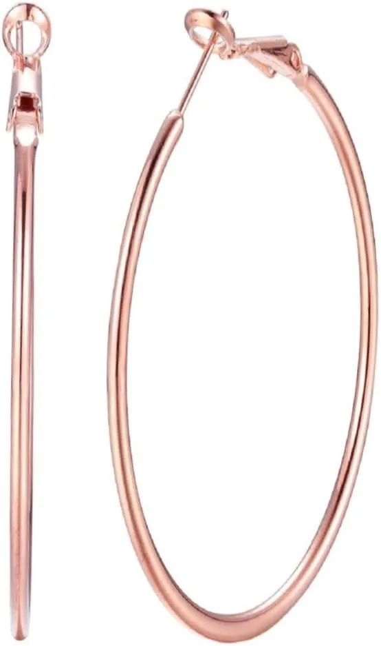 60mm Rose Gold Large Big Basketball Hoop Earrings For Women Girls Hypoallergenic Fashion Huggie Hoops
