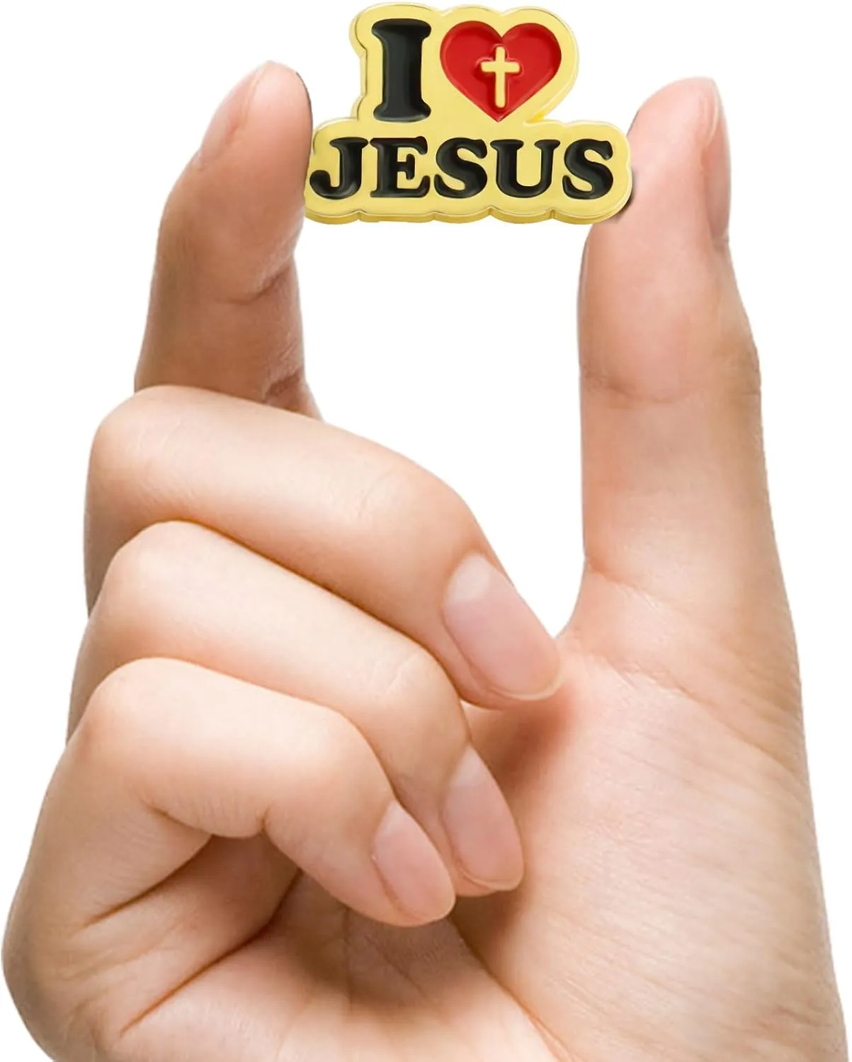 6/12/50/100 Pack Gold Cross I Love Jesus Lapel Pins (1 in) For Men Women Religious Badge pins