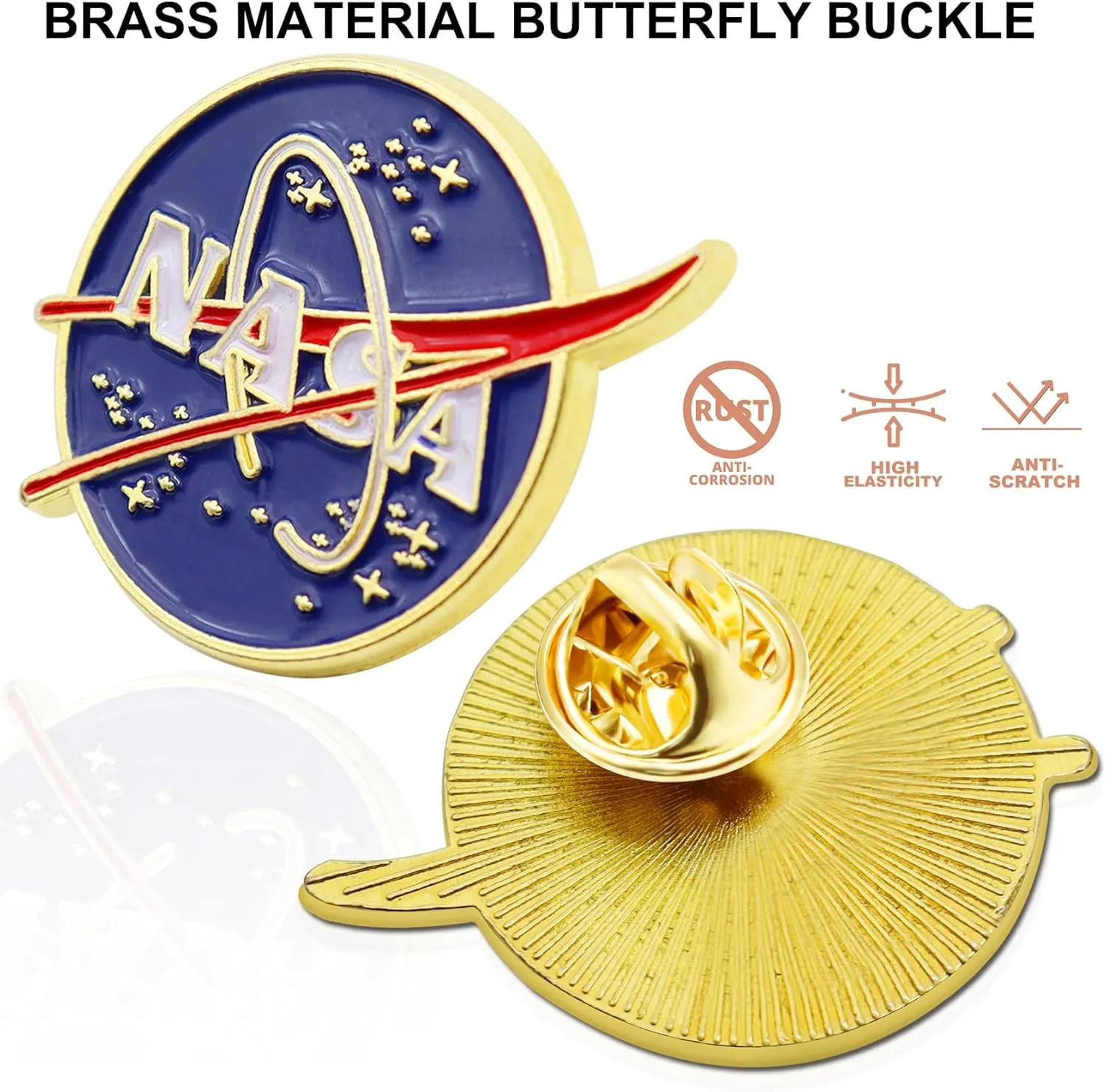 6/12/50/100 Pcs National Aeronautics and Space Administration NASA Space Lapel Pins Bulk Enamel 1"