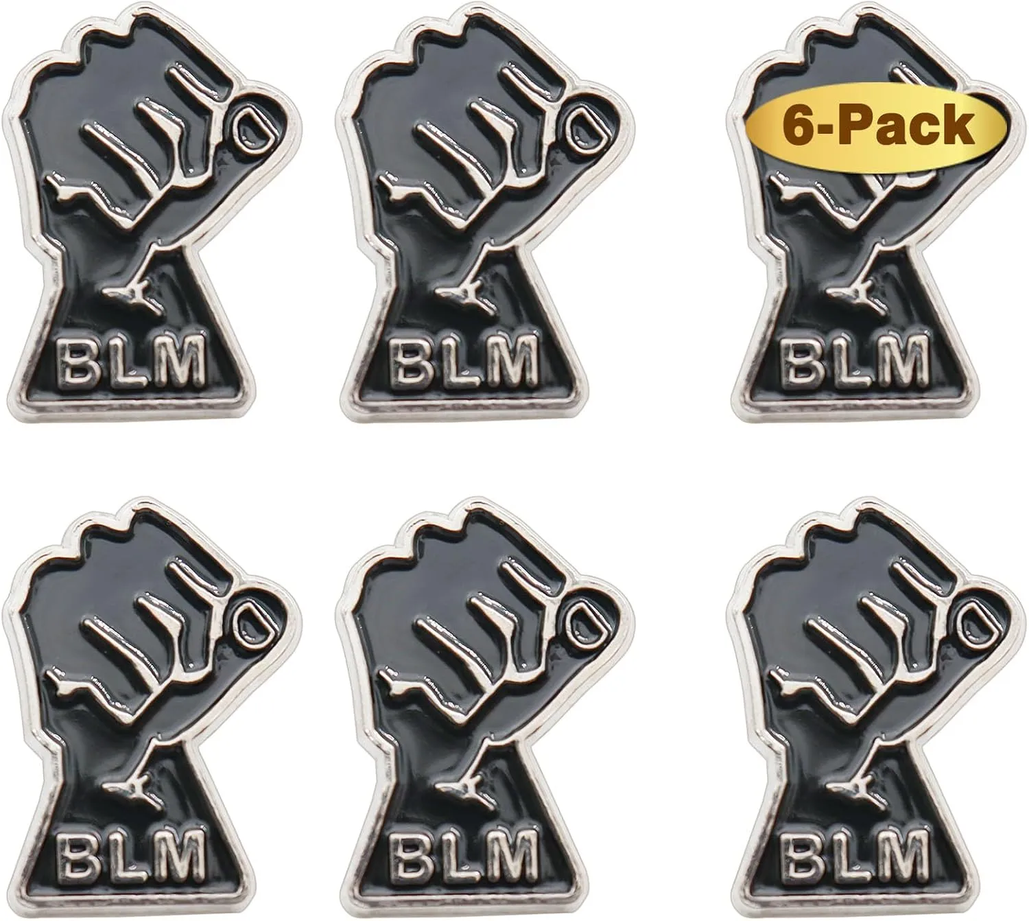 6/12/50/100 Pcs Silver Black Lives Matter BLM Lapel Pins (1 in)