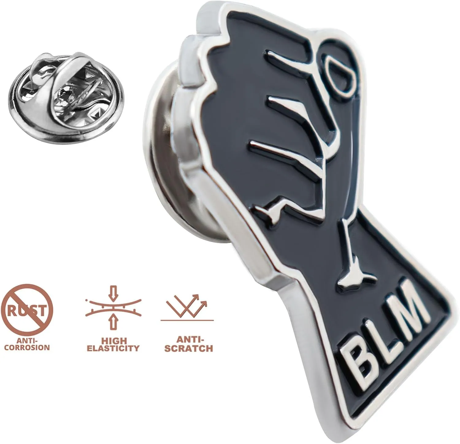 6/12/50/100 Pcs Silver Black Lives Matter BLM Lapel Pins (1 in)