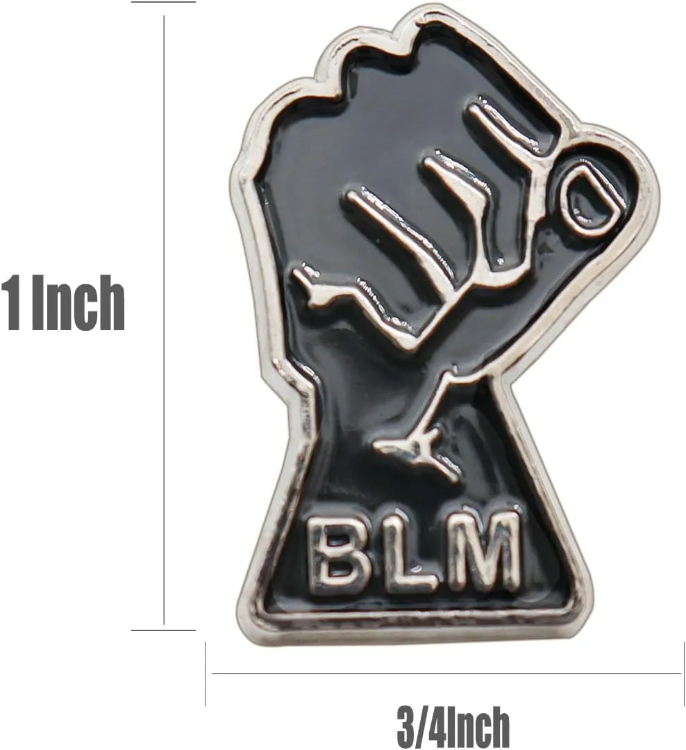 6/12/50/100 Pcs Silver Black Lives Matter BLM Lapel Pins (1 in)