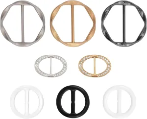 8 PCS Silk Scarf Clips in Different Sizes and Colors, T-shirt Tie Clips Clothes Corner Knotted Button Fashion Alloy Round Clasp Circle Clip Buckle Rhinestone Oval Clothing Wrap Holder