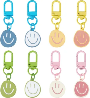 8Pcs Smile Key Chain Smile Face Keychains Cute Expression Keychain Enamel Smiling Face Pendant Decorations Mini Emoticon Keychain for Purse Handbag Bag Backpack Charm Accessories