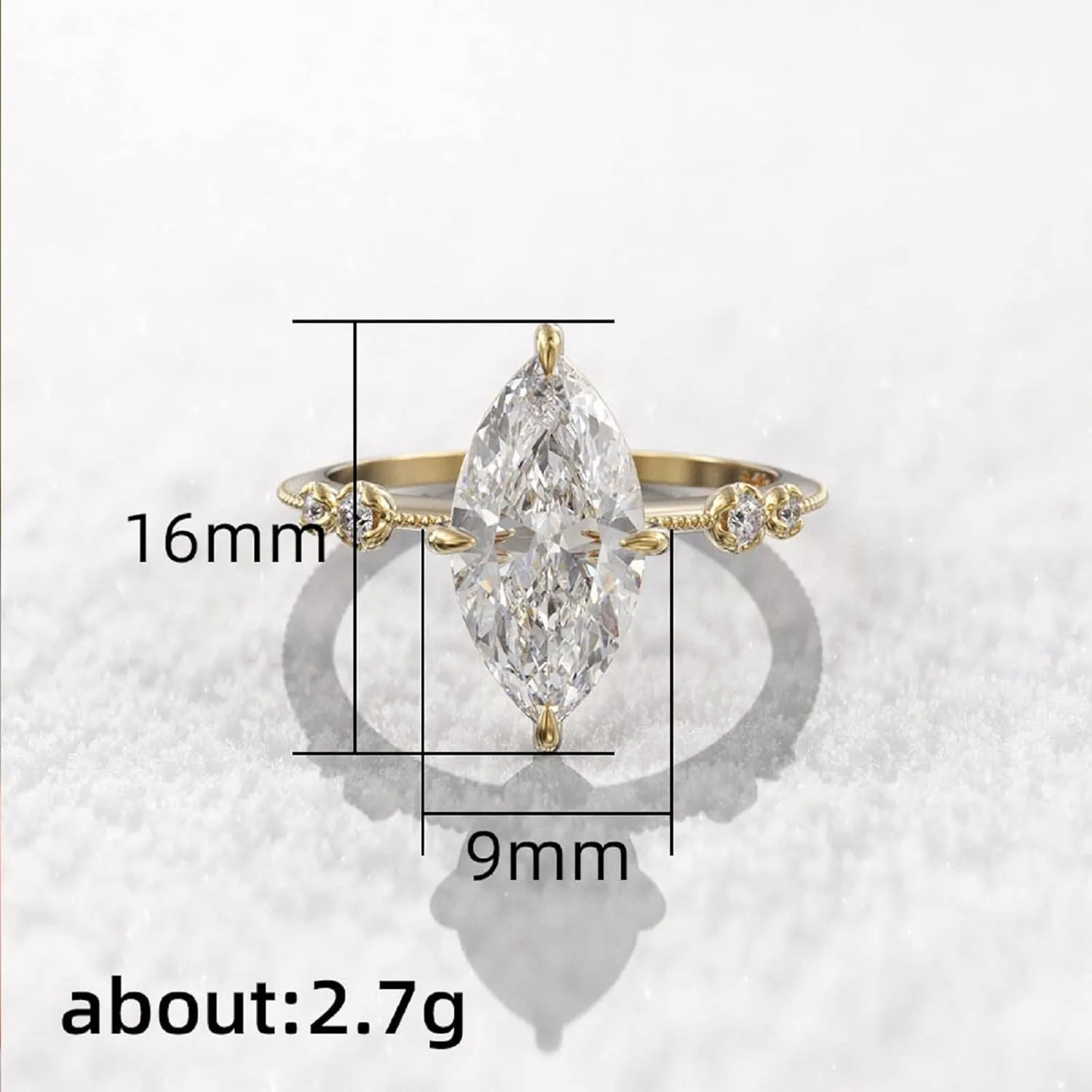 925 Silver Plated Gold Engagement Rings 9x16mm Oval Cut Solitaire Cubic Zirconia CZ Wedding Promise Rings for Her Wedding Bands for Women Size 6-10 (8)