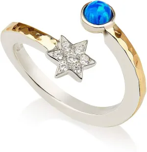 925 Sterling Silver 9k Gold Ring Star of David 0.1" White Round Cubic Zirconia Spiritual Israel Gifts Art Rare Bible Blessings Holyland Hebrew Kabbalah Unique Handmade Jewelry Jewish