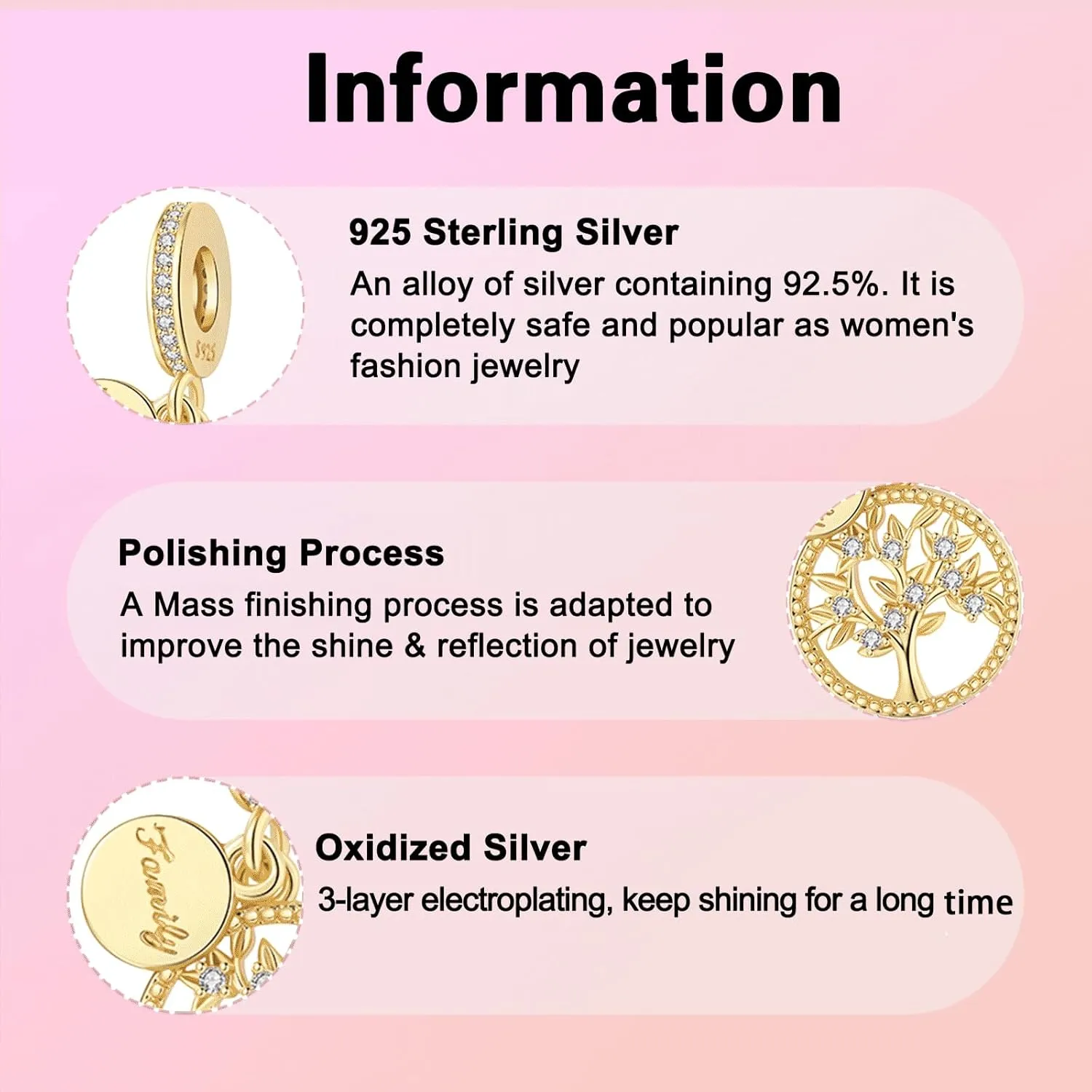 925 Sterling Silver Charms fits Bracelets and Necklace Pendant Bead Charms Jewelry Gift for Women Family Friends