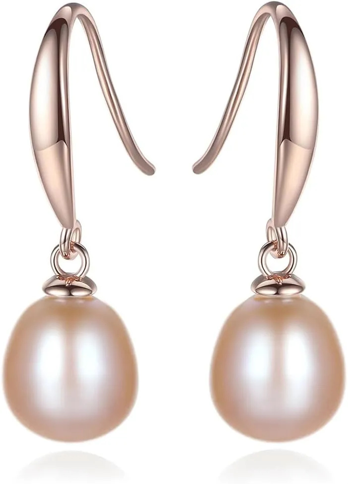 925 Sterling Silver Handpicked AAA  Quality Freshwater Cultured Pearl Earrings for Women, Classic S925 Fishhook Drop Dangle Ear Hook With Gift Box