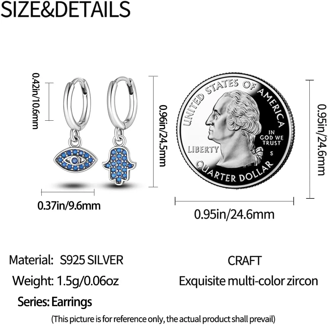 925 Sterling Silver Luminous Hoop Earrings for Women - Colorful Cubic Zirconia, Hypoallergenic, Glow in the Dark