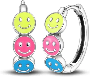 925 Sterling Silver Luminous Hoop Earrings for Women - Colorful Cubic Zirconia, Hypoallergenic, Glow in the Dark
