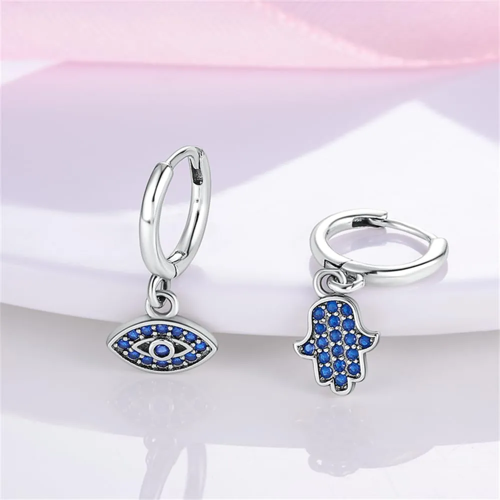925 Sterling Silver Luminous Hoop Earrings for Women - Colorful Cubic Zirconia, Hypoallergenic, Glow in the Dark