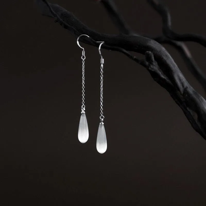 925 Sterling Silver Opal Drop Earrings