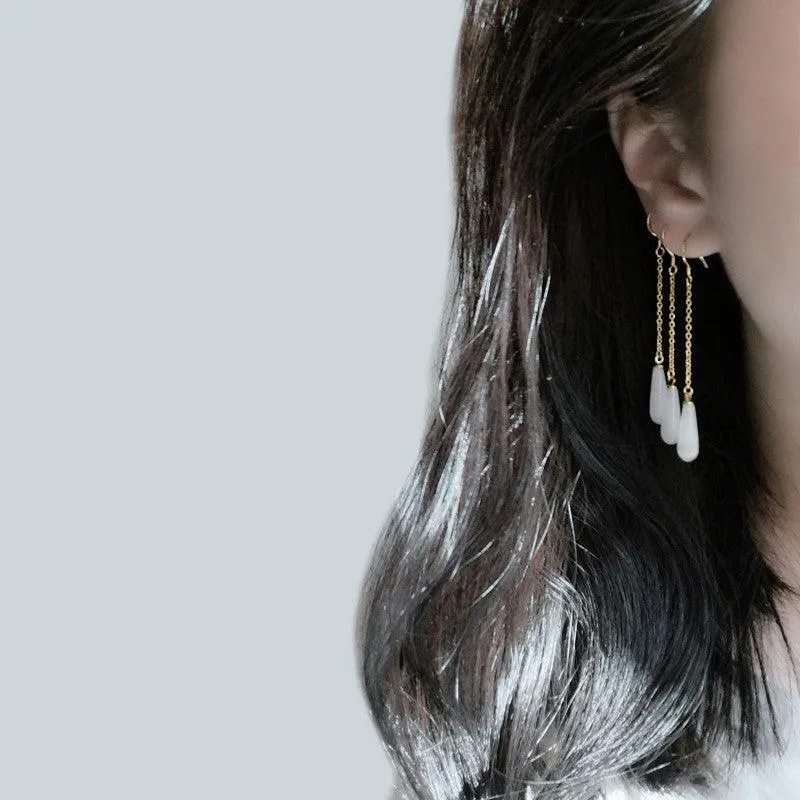 925 Sterling Silver Opal Drop Earrings
