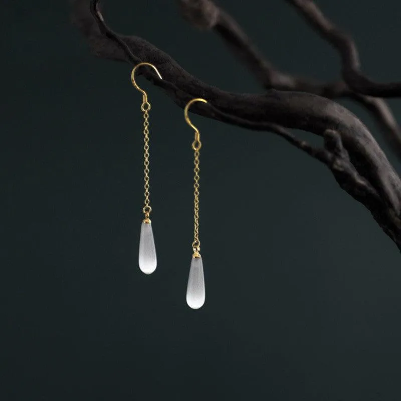 925 Sterling Silver Opal Drop Earrings