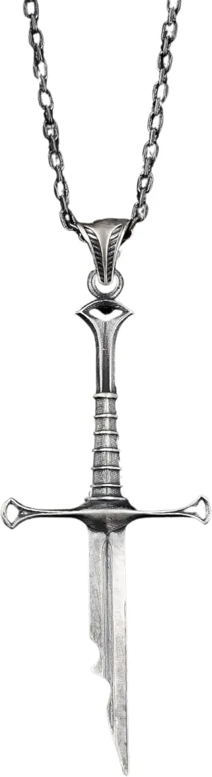 925 Sterling Silver Oxidized Narsil Broken Sword Necklace , Lord Power Pendant , Broken Sword , Authentic Broken Sword Replica , Medieval Fantasy Collectible , Perfect for Cosplay, Display, and Gifts