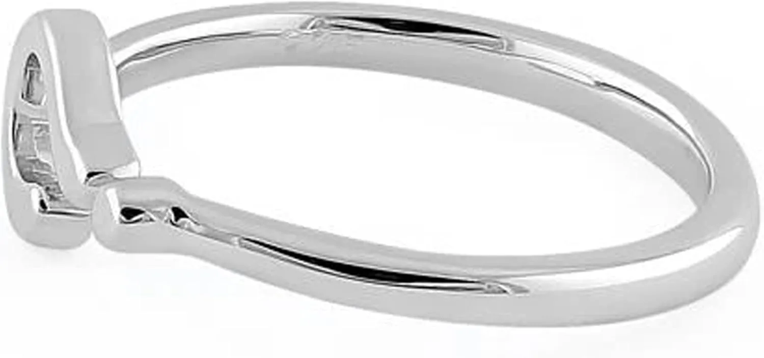 925 Sterling Silver Oxidized Platinum Plated Question Mark Women Silver Ring