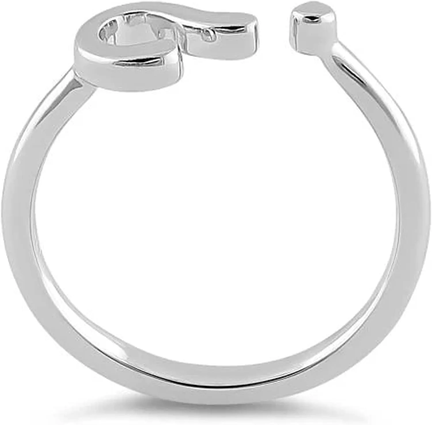 925 Sterling Silver Oxidized Platinum Plated Question Mark Women Silver Ring