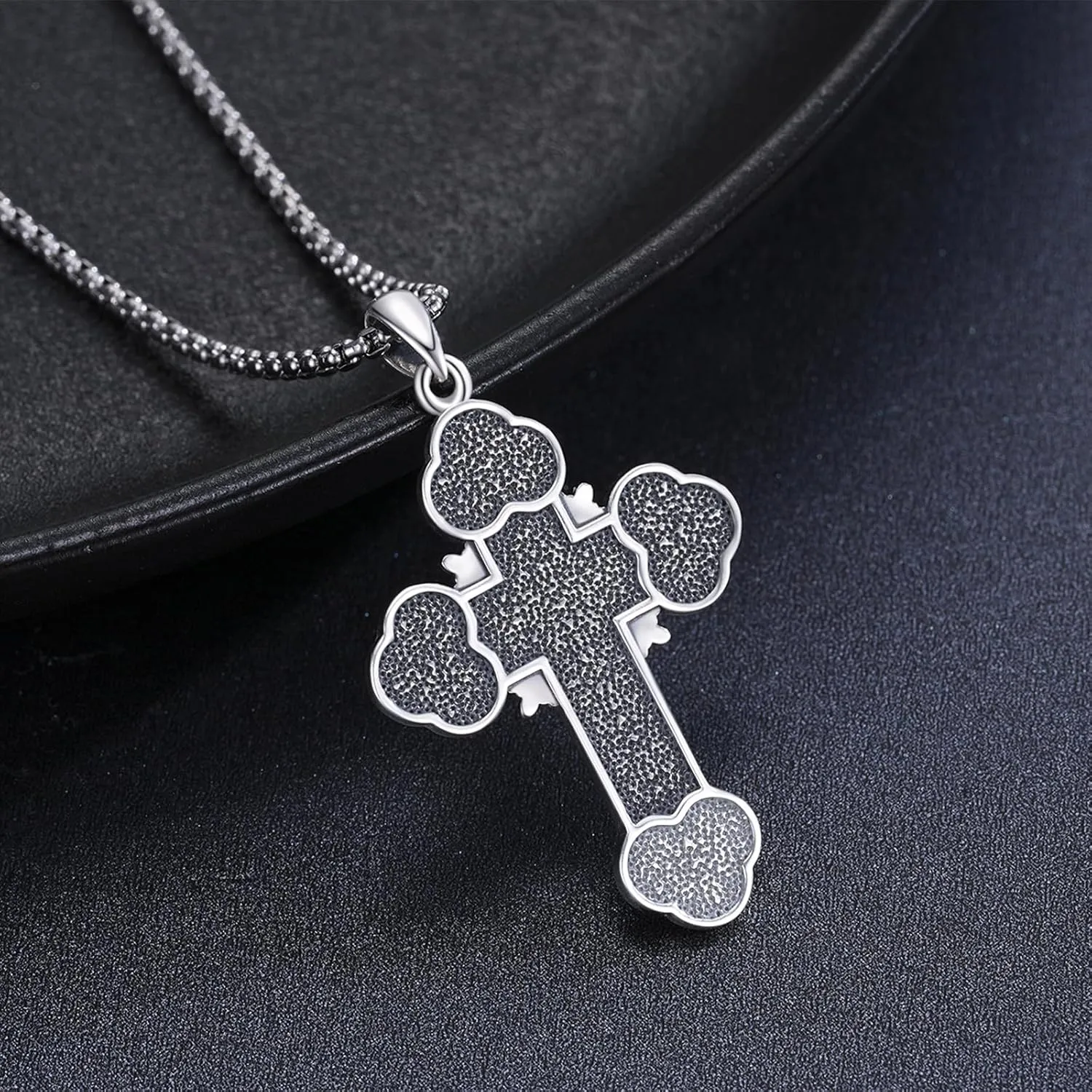 925 Sterling Silver Patron Saint Medals Amulet Protection Pandent Necklace Cross Faith Jewelry for Men(2.5mm 22" 2" Rolo Chain)