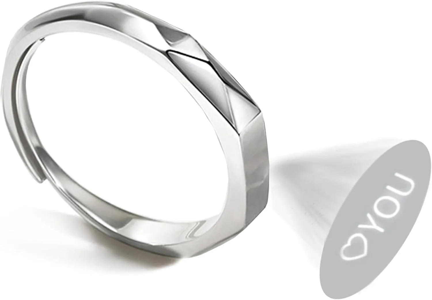 925 Sterling Silver Promise Ring for Her Him Couple Personalized Handmade Projection Ring Adjustable I Love You Engagement Wedding Ring for Women Girlfriend Gift