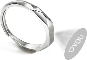 925 Sterling Silver Promise Ring for Her Him Couple Personalized Handmade Projection Ring Adjustable I Love You Engagement Wedding Ring for Women Girlfriend Gift