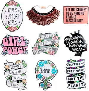 9PC Feminist Pins Brooch Enamel Pin for Girls Girly Power International Women Rights Day History Month Empowerment Feminism RBG I Dissent Ruth Human Social Juctice Vote Buttons Gifts Accessories