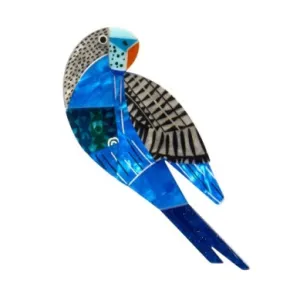 A Budgie Named Chirp Brooch by Erstwilder
