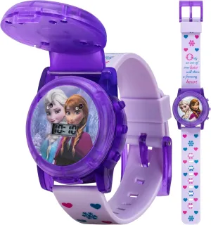 Accutime Disney Frozen Kids Musical Watch - Flashing Lights and 'Let It Go' Song - Perfect for Girls Featuring Elsa & Anna - Digital Time Display