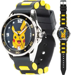 Accutime Kids Pokemon Pikachu Analog Quartz Watch for Boys, Girls, and Adults All Ages