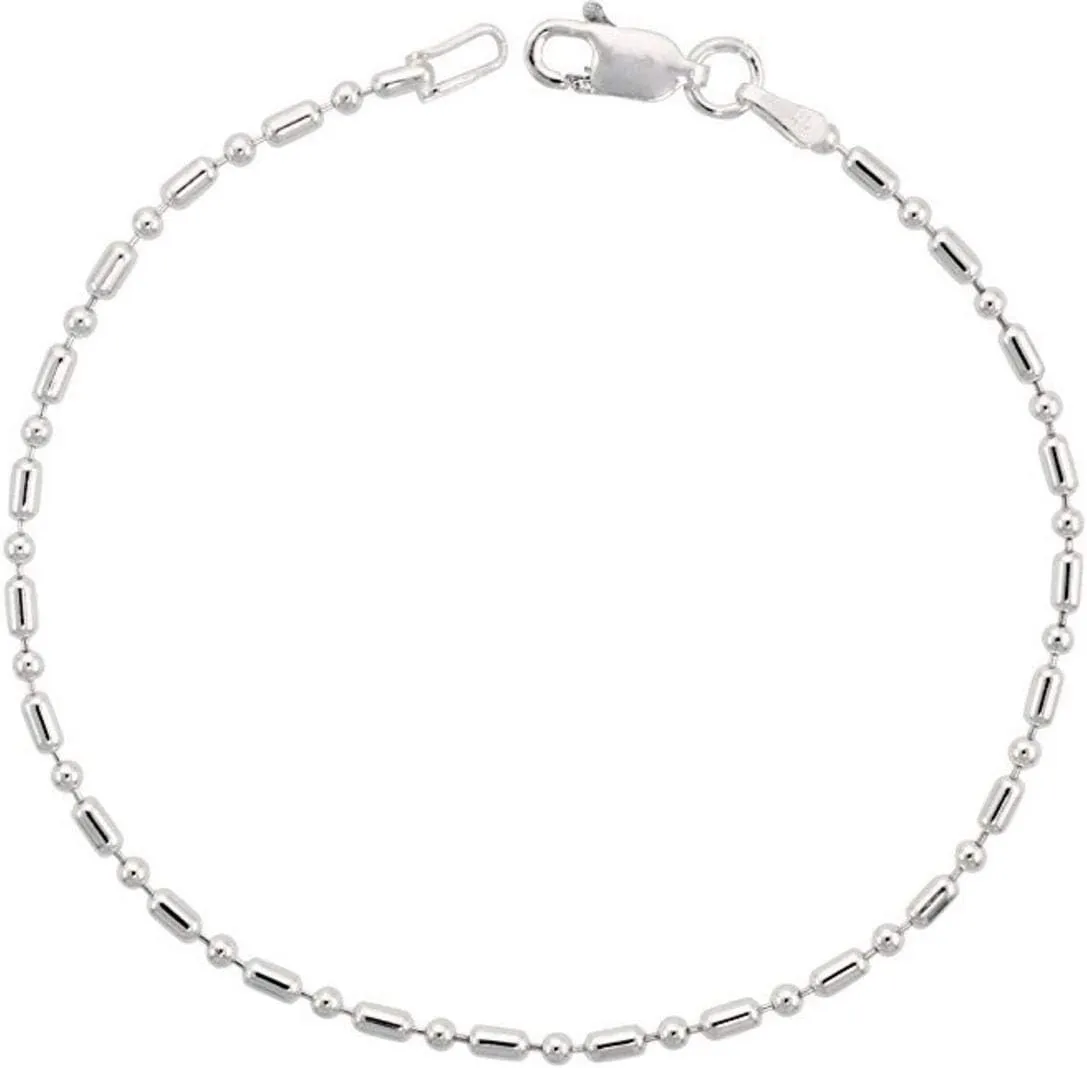 Adabele Authentic Solid Sterling Silver Gold Anklet 9 10 11 Inch Dainty Thin Pallini Dot Dash Beaded Chain Hypoallergenic Nickel Free Women Jewelry Made in Italy