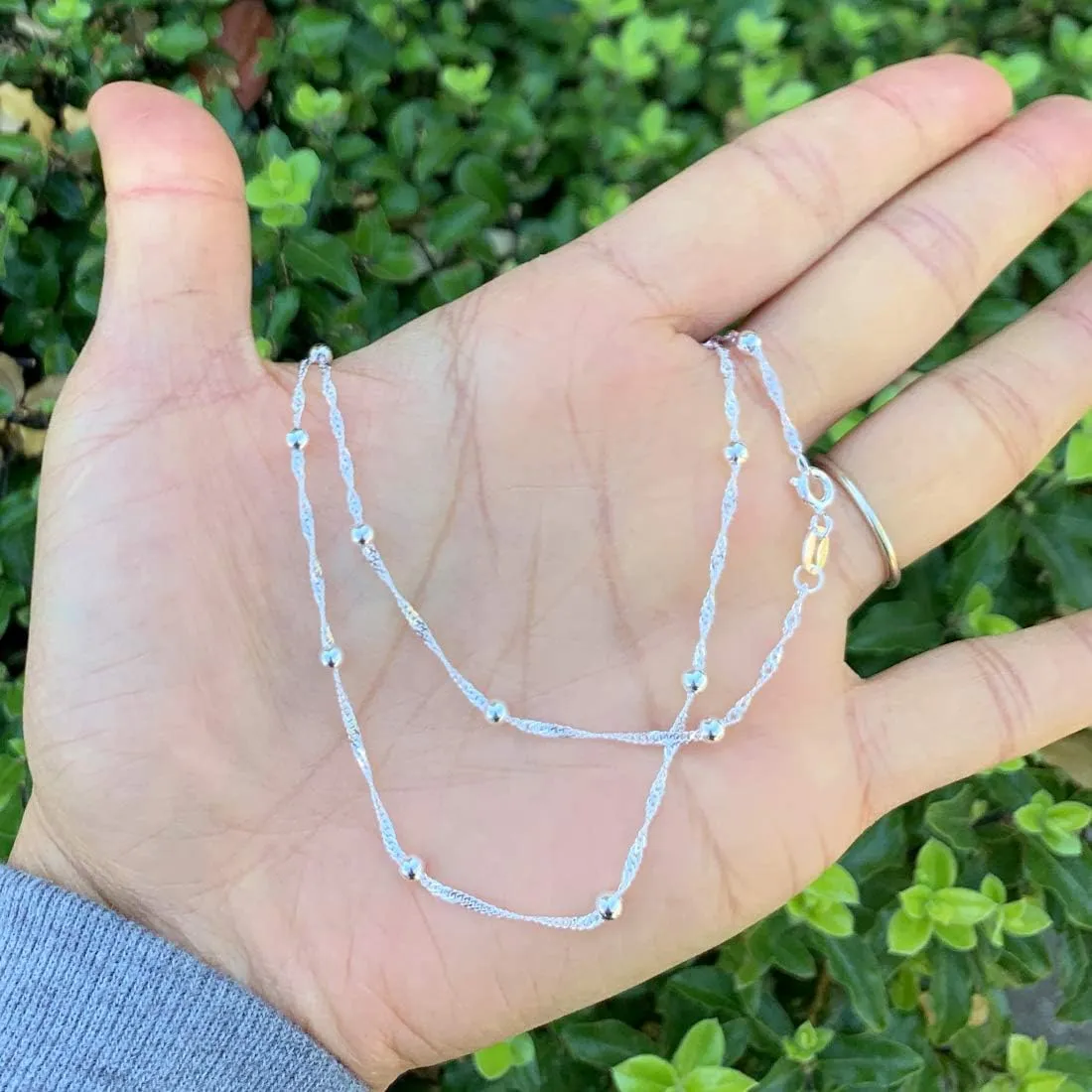 Adabele Solid Sterling Silver Gold Satellite Chain Anklet 3mm Bead Station 9 10 11 Inch Cute Dainty Hypoallergenic Nickel Free Women Jewelry Made in Italy