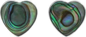 AeraVida Classic Decorative Inlay Abalone Shell Heart .925 Sterling Silver Push Back Aesthetic Stud Earrings for Women
