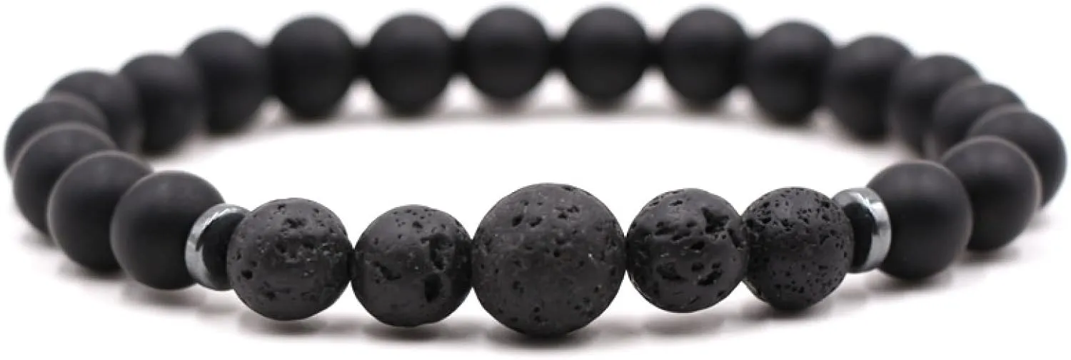 Aienid Bestfriends Braclets, Bracelets Beads Crystal White Magnesite Elastic Round Smooth Natural Stone Beads Nature Stone for Men Women Fathers Day