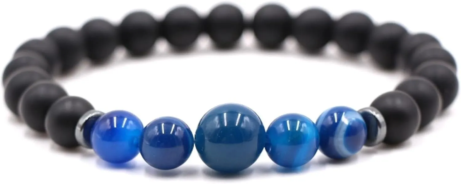 Aienid Bestfriends Braclets, Bracelets Beads Crystal White Magnesite Elastic Round Smooth Natural Stone Beads Nature Stone for Men Women Fathers Day