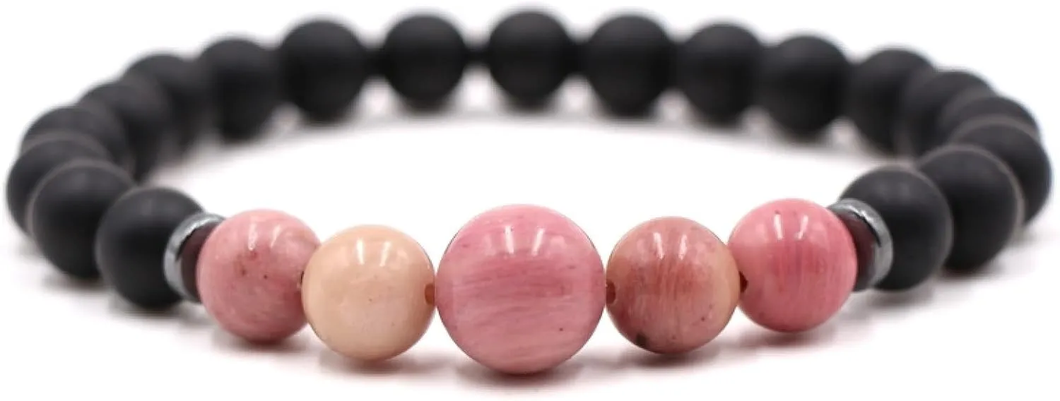 Aienid Bestfriends Braclets, Bracelets Beads Crystal White Magnesite Elastic Round Smooth Natural Stone Beads Nature Stone for Men Women Fathers Day