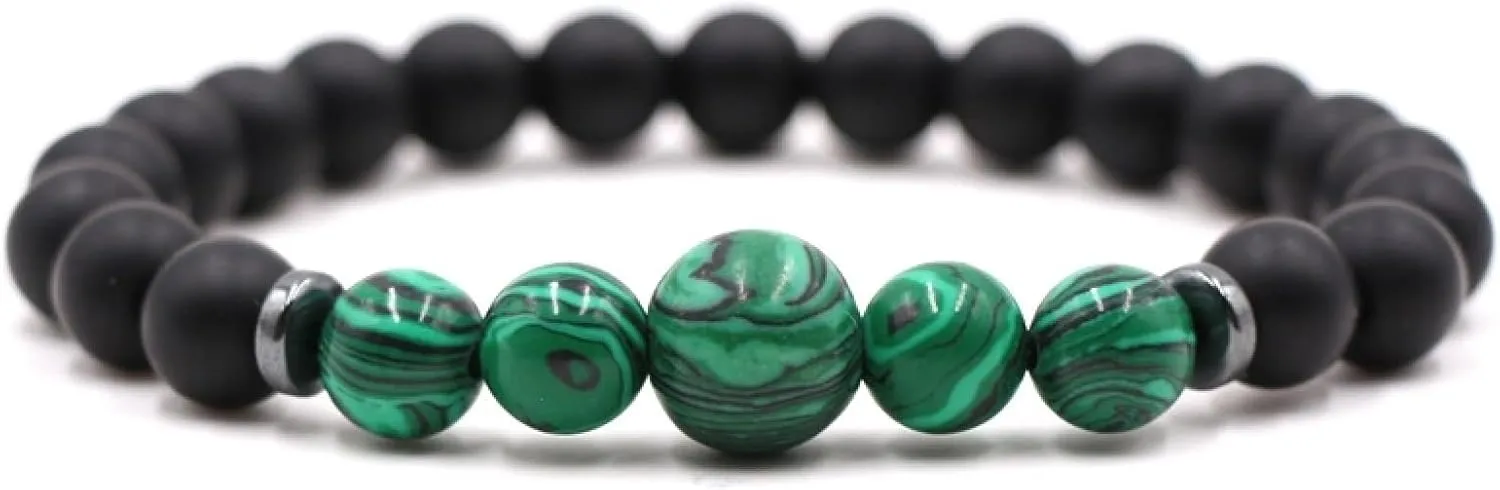 Aienid Bestfriends Braclets, Bracelets Beads Crystal White Magnesite Elastic Round Smooth Natural Stone Beads Nature Stone for Men Women Fathers Day