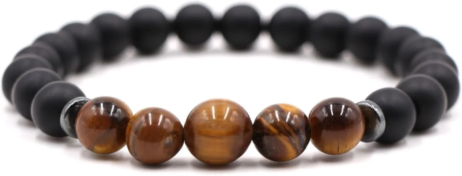 Aienid Bestfriends Braclets, Bracelets Beads Crystal White Magnesite Elastic Round Smooth Natural Stone Beads Nature Stone for Men Women Fathers Day