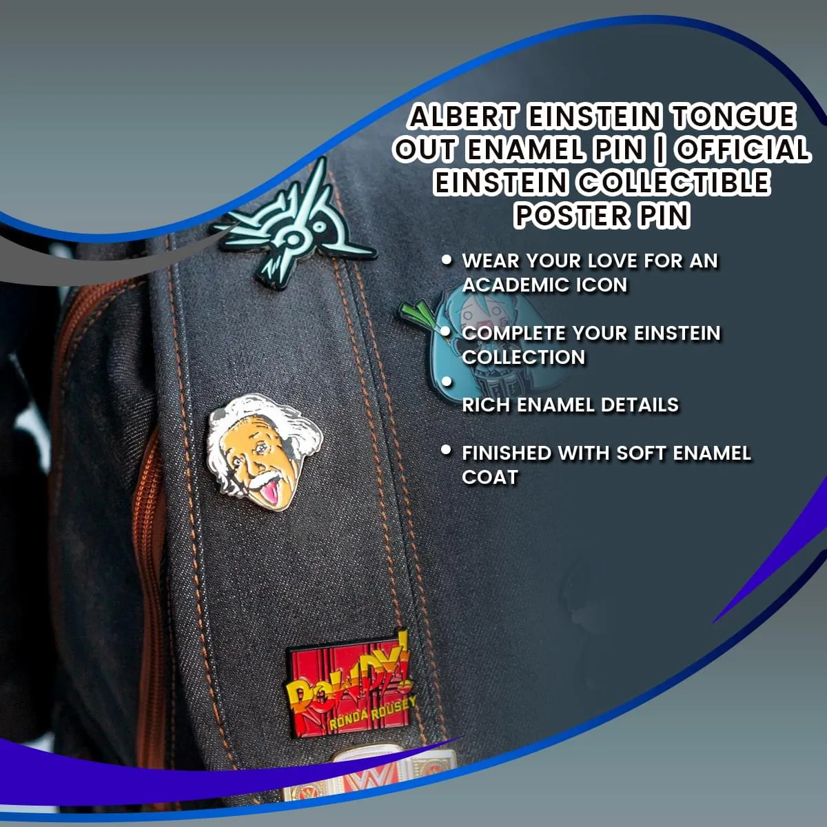 Albert Einstein Tongue Out Enamel Pin | Official Einstein Collectible Poster Pin
