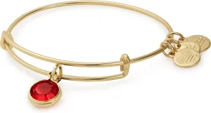 Alex and Ani Birthstones Expandable Bangle for Women, Crystal Charm for Every Month, Shiny Finish, 2 to 3.5 in