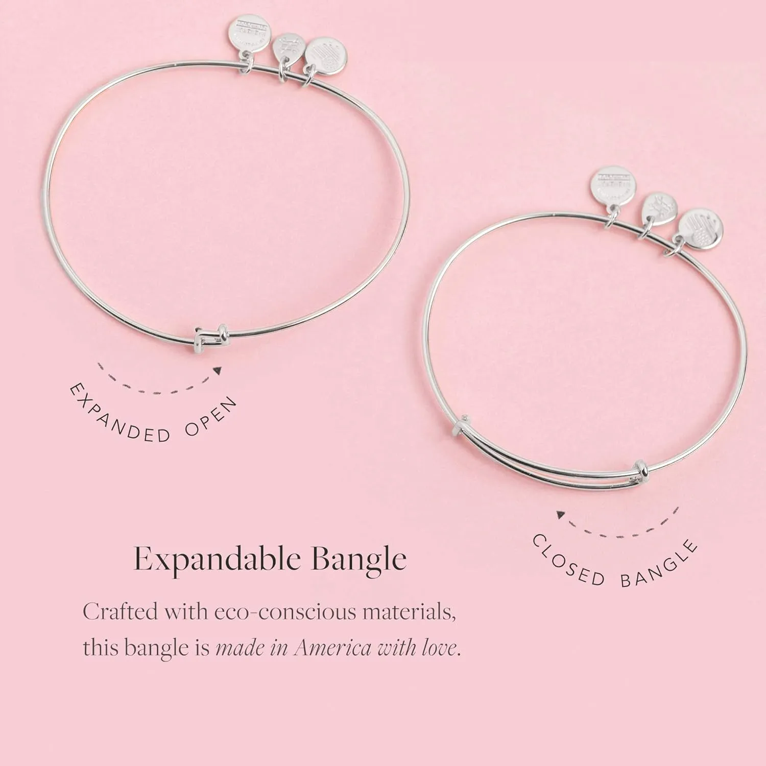 Alex and Ani Collaborations Harry Potter Duo Charms Expandable Bangle for Women, Shiny Finish, 2 to 3.5 in