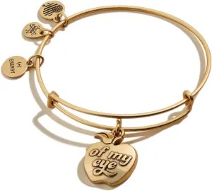 Alex and Ani Connections Expandable Bangle for Women, Apple of My Eye Charm, Rafaelian Gold Finish, 2 to 3.5 in