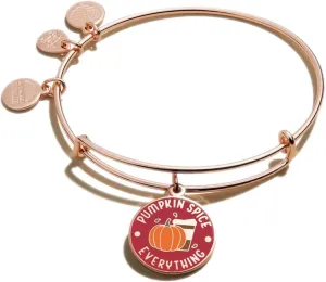 Alex and Ani Connections Expandable Bangle for Women, Pumpkin Spice Everything Charm, Shiny Rose Gold Finish, 2 to 3.5 in