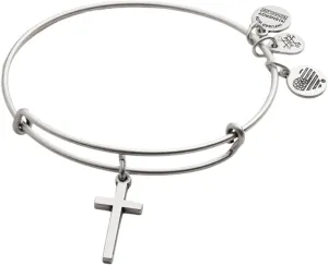 Alex and Ani Divine Guides Expandable Bangle Bracelet for Women, Cross Charm, 2 to 3.5 in