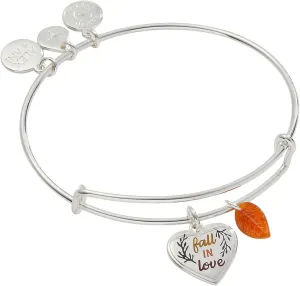 Alex and Ani Fall in Love Duo Charm EWB, Shiny Silver Finish, Multi Color, 2 to 3.5in