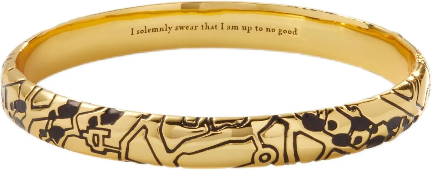 Alex and Ani Harry Potter, Mischief Managed Hinge Bracelet, Shiny Gold Finish, Gold, 7.25 in with Hinged Closure