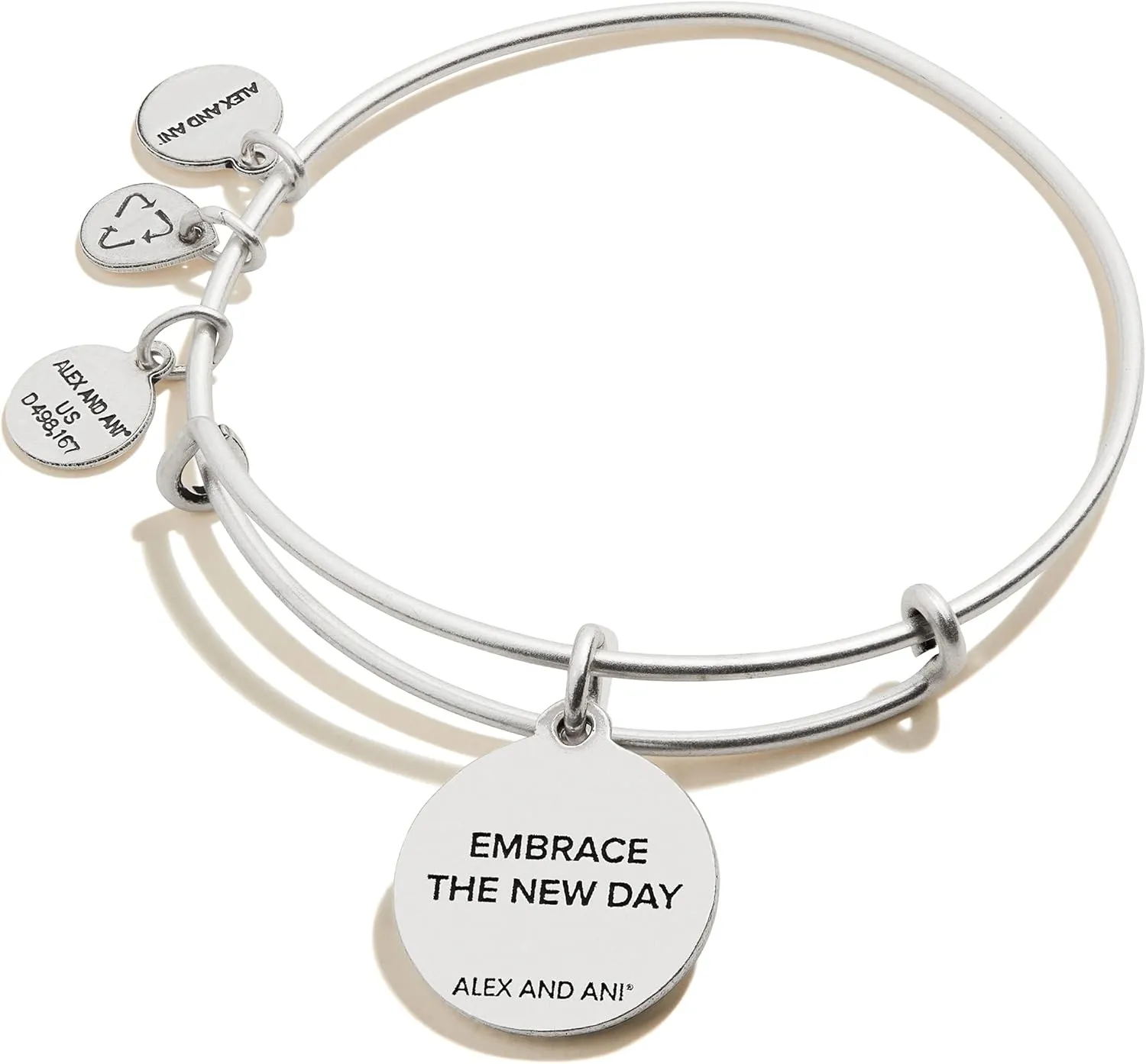 Alex and ANI Path of Symbols Expandable Bangle for Women, New Day Charm, Rafaelian Finish, 2 to 3.5 in