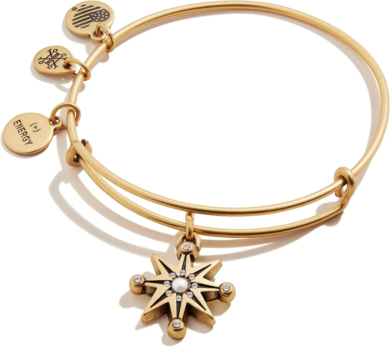 Alex and Ani Path of Symbols Expandable Bangle for Women, Starburst Charm, Rafaelian Finish, 2 to 3.5 in